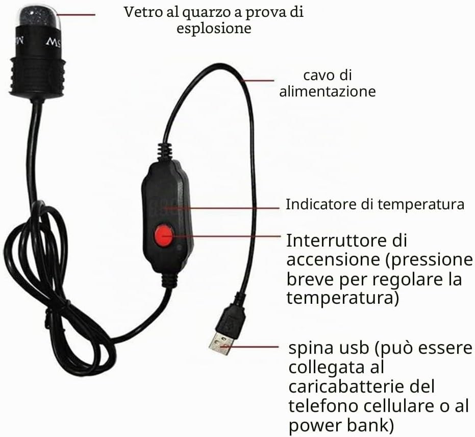 Riscaldatore per Acquario, Mini Riscaldamento Sommergibile Dell'Acquario Asta Ri foto 2