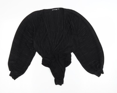 Pretty Little Thing Damen schwarz Polyester Body Einteiler Größe 8 Druckknopf