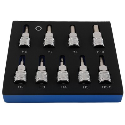 3/8 Hex Allen Key Socket 9Pcs 2-10mm Chrome Vanadium Steel Bit Set Wrench