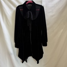 KILLSTAR Velvet Dress Women XXL Tie Neck Goth Witchy Button Front Asymmetric Hem