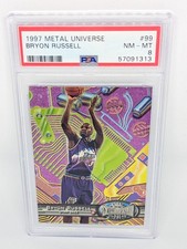1997-98 Metal Universe #99 Bryon Russell PSA 8 Utah Jazz