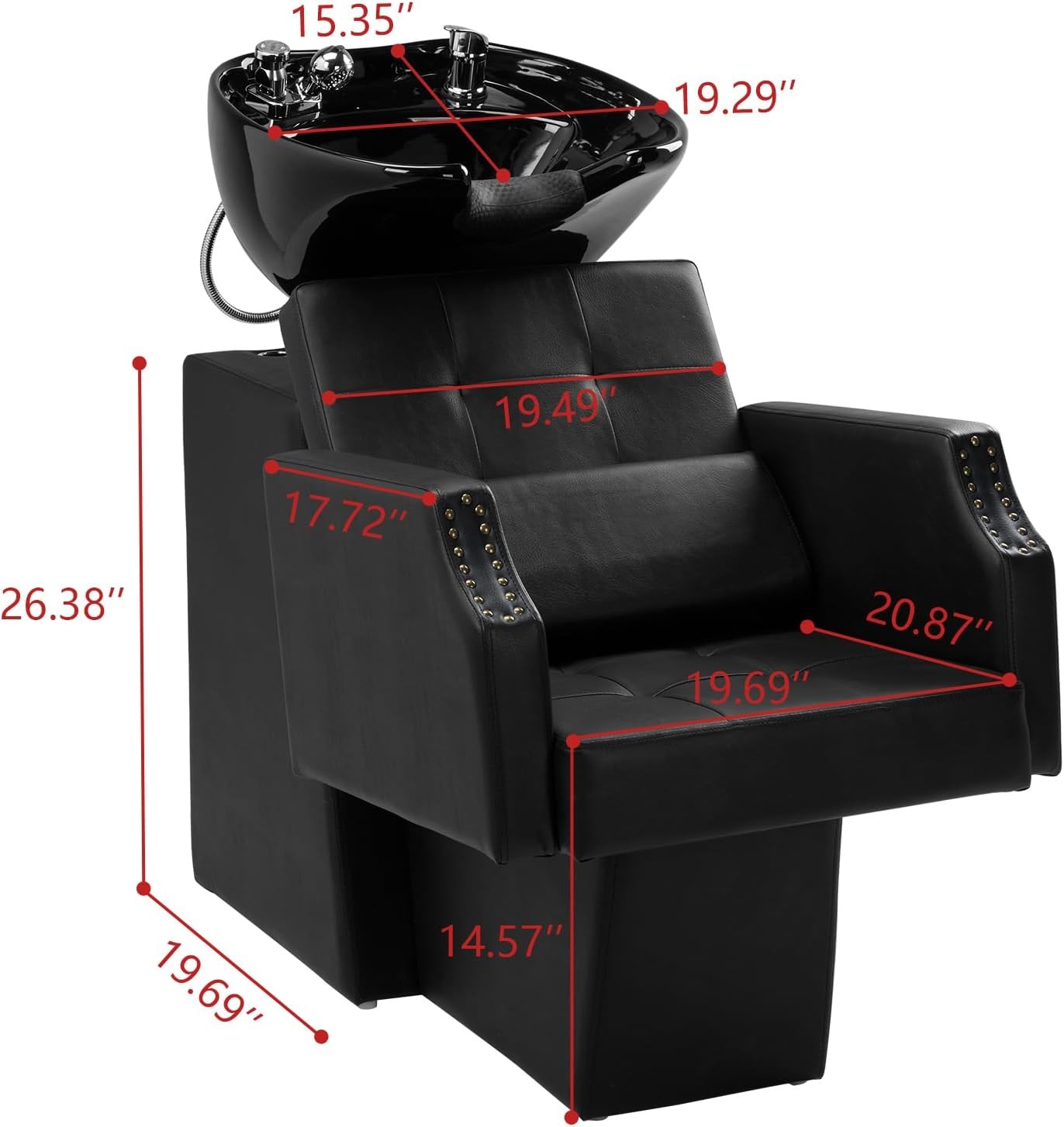 Salon Shampoo Backwash Chair, Hair Wash Stations with Adjustable Shampoo Bowl
