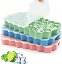 Zonopy Ice Cube Trays for Freezer, 3 Pack Silicone Ice Cube Mold with Lid-37 ...