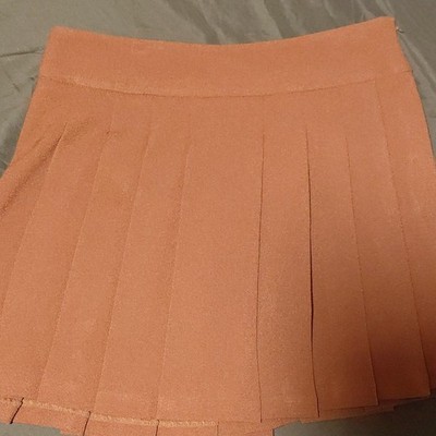 FOREVER 21 Brown Solid Pleated Schoolgirl Skirt Women's S Regular Zip Closure
