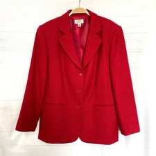 Vintage Talbots Wool Blazer Jacket Women Size 12W Red Preppy Office Career