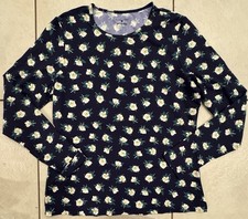 NEW Lands End Women  s DRAPER JAMES Navy Blue Floral Swim Rashguard MEDIUM 10-12