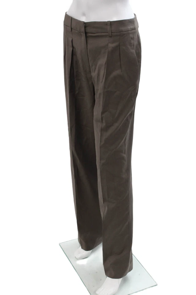 Pantalones de vestir Loulou Studio unisex marrón lana 30 pulgadas entrepierna talla S Foto 2 de 4