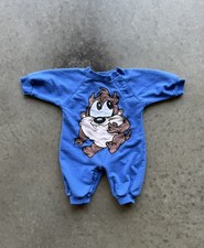 Vintage 1999 RARE Looney Tunes Baby Taz Blue Romper One Piece Size 9 Months EUC