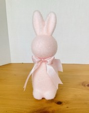 Flocked Easter Bunny Pink Lightweight Decor approx 8" NEW