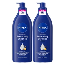 NIVEA Essentially Enriched Body Lotion For Dry Skin, Pack of 2, 16.9 Fl OZ Pump.