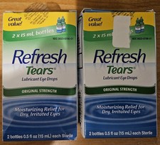 Refresh Tears Lubricant Eye Drops, 2 Count, 15ml Each, 2 Package Bundle