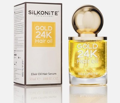 Silkonite Professional 24K Gold Hair Elixir Oil Hair Serum 1.69 Fl Oz NIB