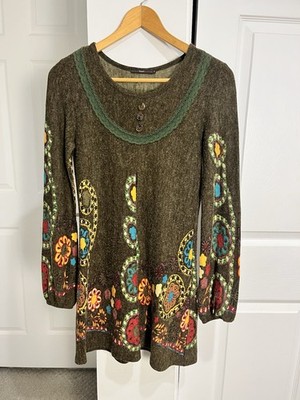 Anthropolog S Azel Hazel Haze Embroidered Tunic Top Boho Hippie Festival Cottage