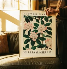 Elegant Botanical Large Wall Art | Mountain Laurel Green Floral Wall Print |