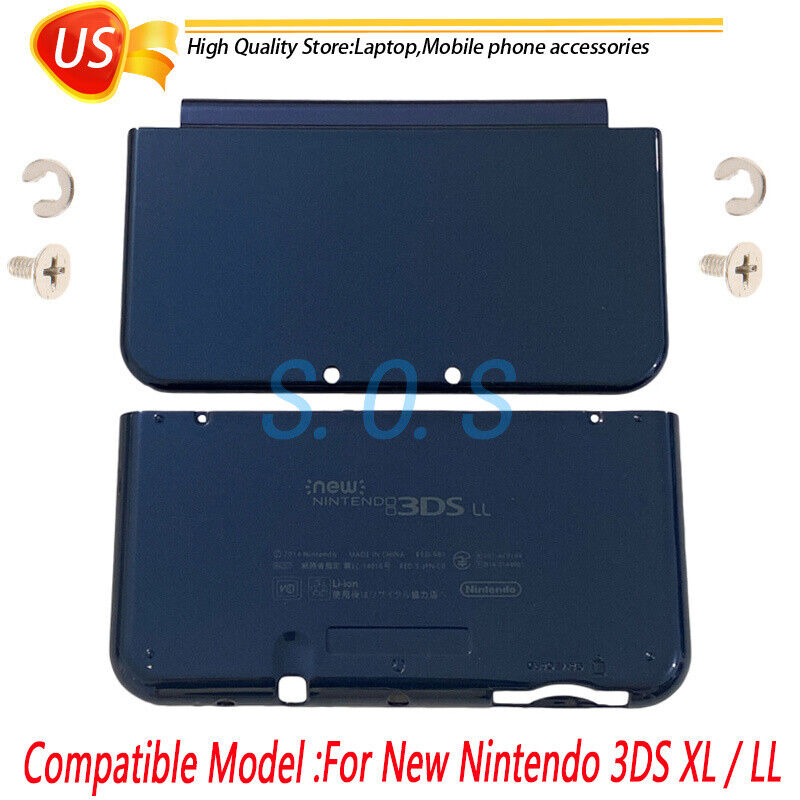 Fit New 3DS XL LL Blue Shell Top &amp; Bottom Cover Replacement |