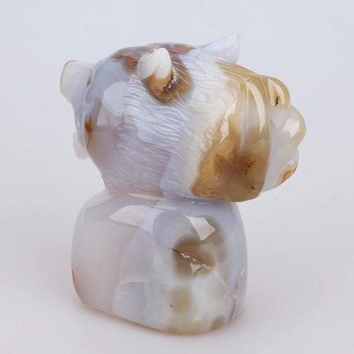 1016g 4.6" Natural Geode Agate Quartz Crystal Hand Carved Wolf Head Carving 0161 - Picture 5 of 8