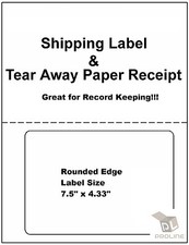200 Click-N-Ship labels with  tear off receipt - One Label - USA MADE 