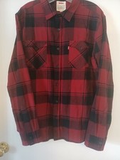 MENS LEVI RED PLAID FLANNEL SHIRT SIZE M