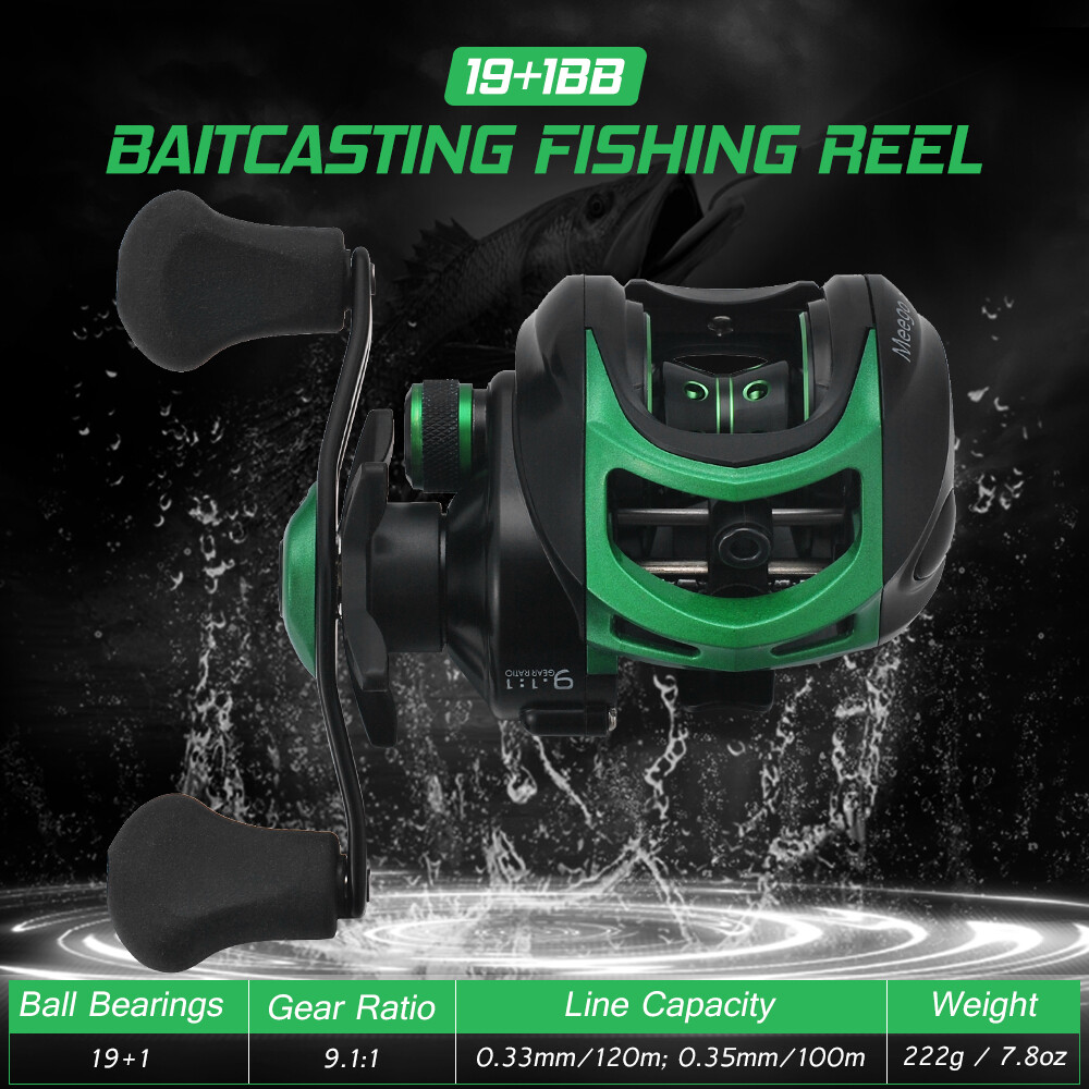 Lightweight High Speed 9.1:1 Gear Ratio 19+1 Ball Bearings Baitcast Fishing  Reel | eBay