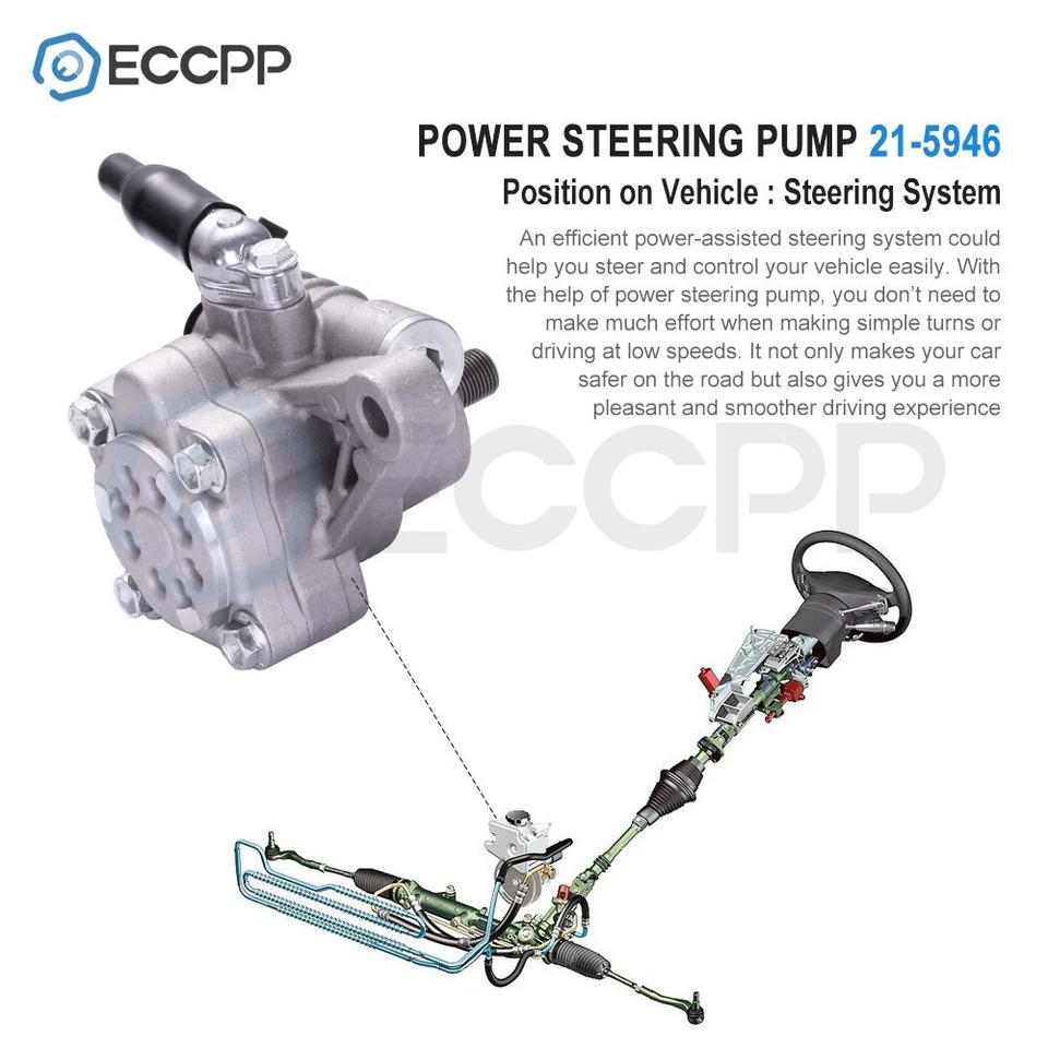 Bomba de direção hidráulica ECCPP para Acura RL 1996-2004 TL 1997-1998 3.5L 3.2L V6 SOHC - Imagem 4 de 4