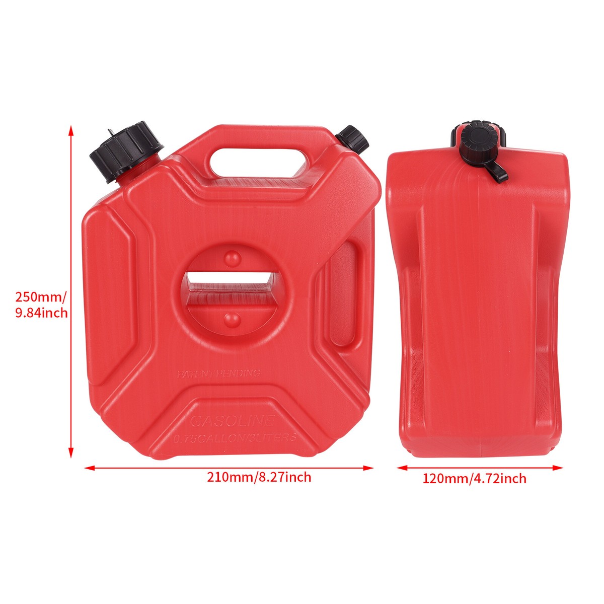 Motorcycle Red 3L Fuel Tank Plastic Can Spare Gas Container W
