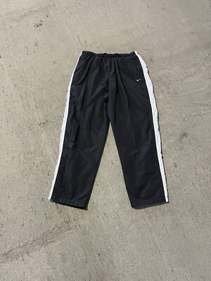 Vtg Y2k Black Nike Track Pants XXL Windbreaker Lined Zip Ankle