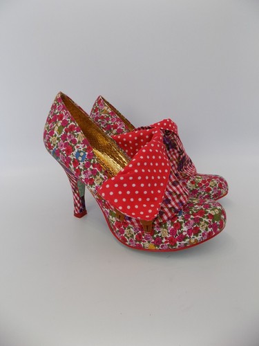 Irregular Choice Zapatos Rojo Talla 5 Mujer Tacón Flor Corte Estilo Vintage Años 50 60 - Imagen 11 de 19