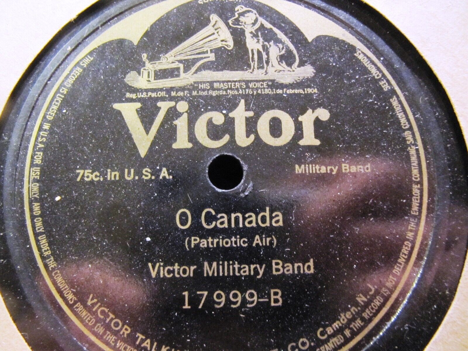 1915 CANADIAN NATIONAL ANTHEM Maple Leaf Forever/ O Canada VICTOR MILITARY BAND