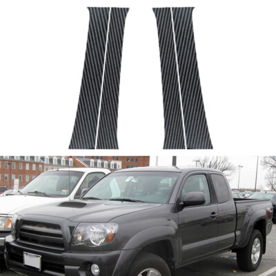 4pcs For 2005-2015 Toyota Tacoma Door Trim Pillar Posts Cover Trim Carbon Fiber
