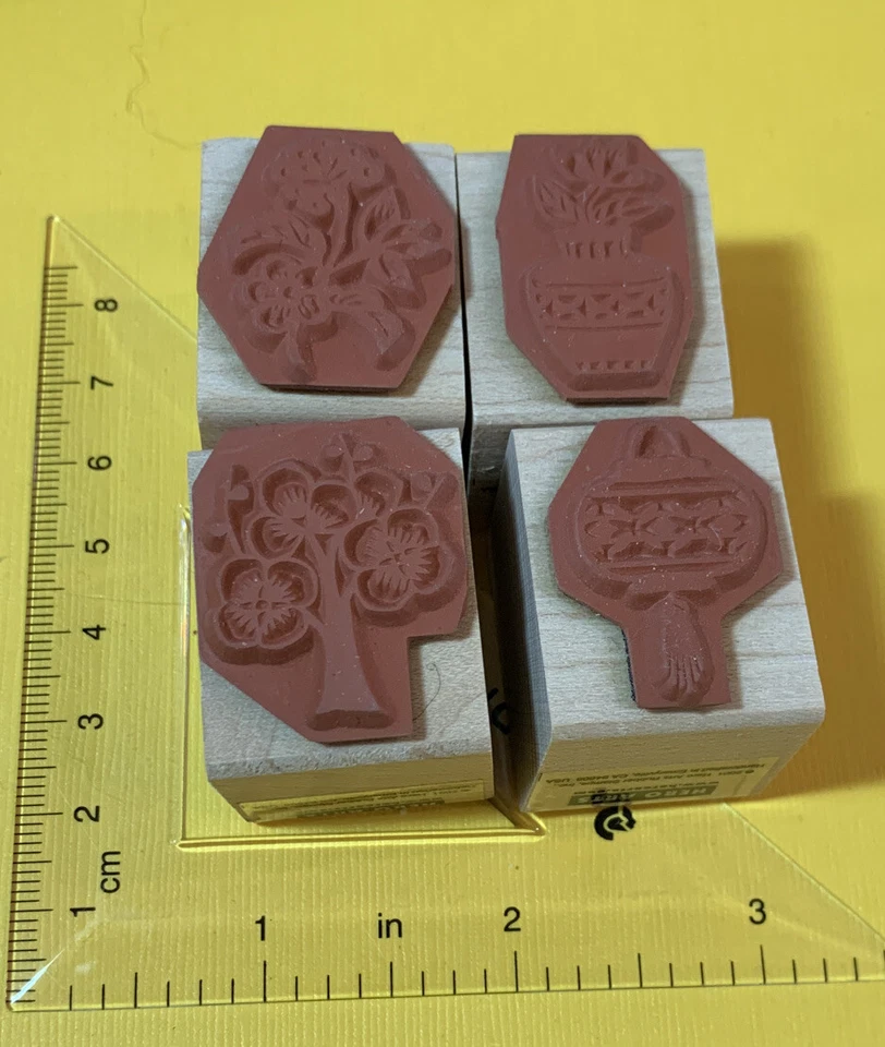 Flor de cerezo linterna árbol jarrón asiático héroe artes estampillas de goma fabricación de tarjetas M Foto 3 de 3