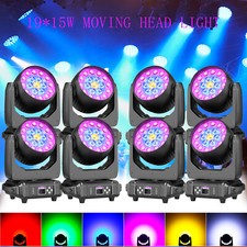 8PCS DMX RGBW 4-in-1 LED Wash Zoom Moving Head Beam Light DJ Party Stage Light