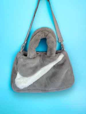 Nike Green Fur Purse Nike Sportswear Faux Fur Tote Bag Grey W