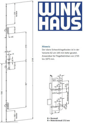Winkhaus Mehrfachverriegelung Türverschluss STV-F1662 40 92/8 M2 MC 2094063