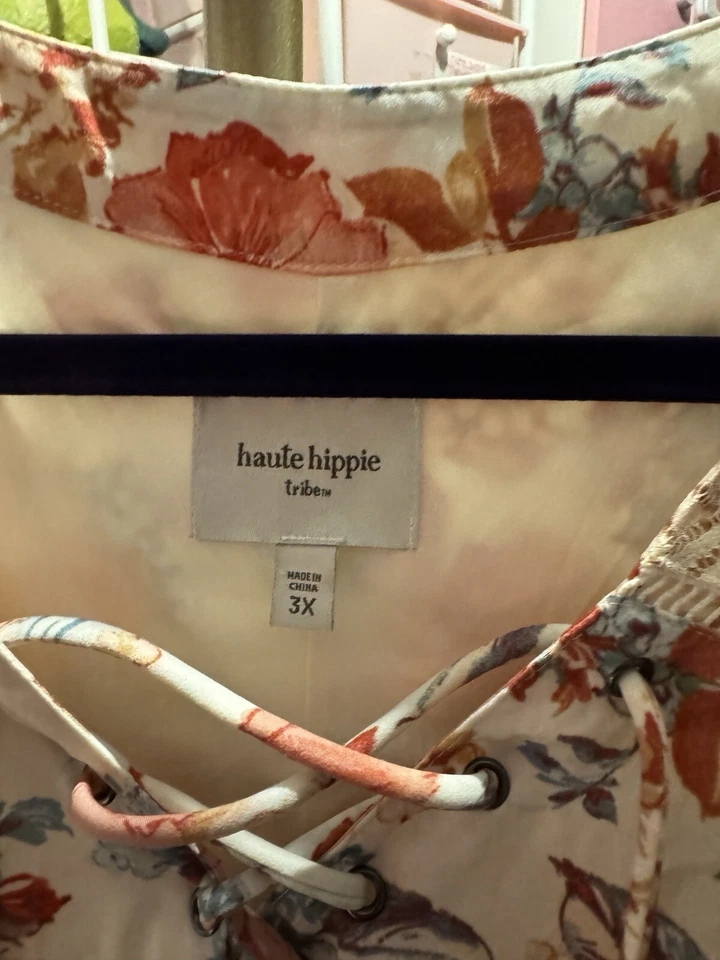 HAUTE hippie tribe size 3X dress floral long sleeve - Image 2 of 4