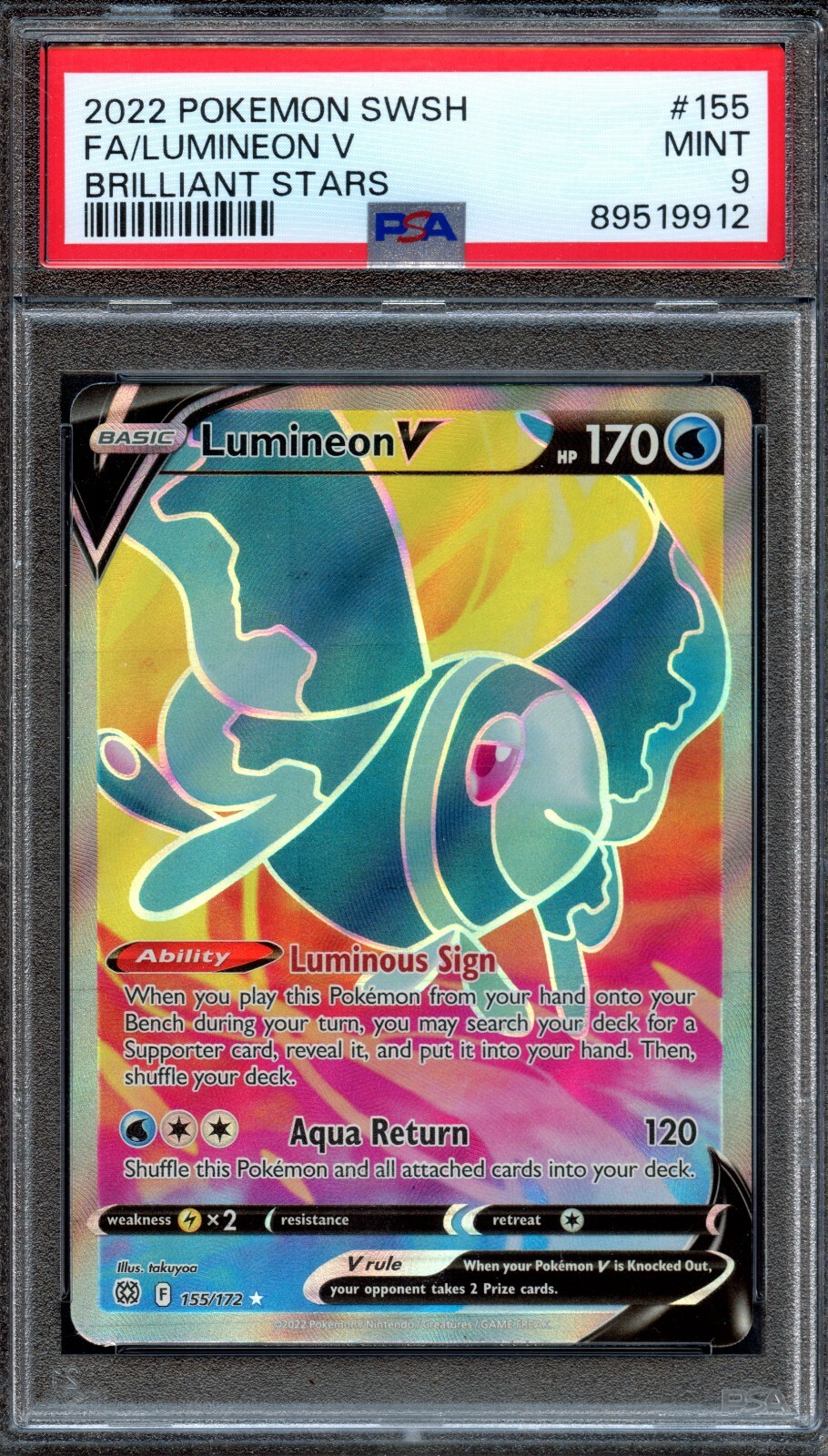 PM - 2022 Pokemon SWSH - FA/Lumineon V Brilliant Stars - #155 - PSA 9