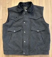 WYOMING TRADERS Vest Wool Leather Collar XL VG