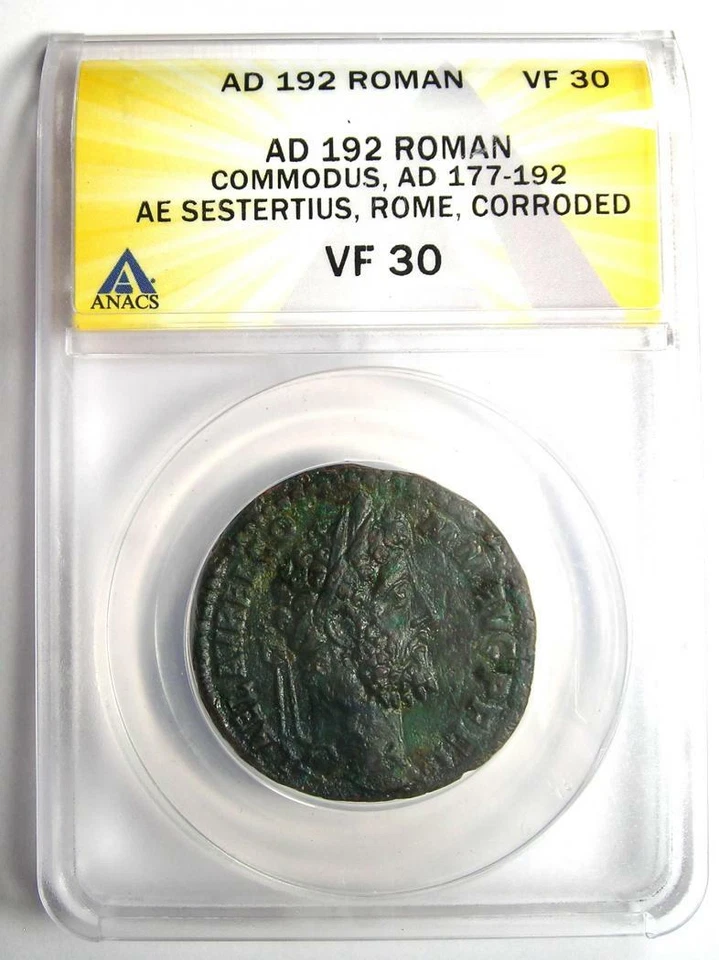 Roman Commodus AE Sestertius Copper Coin 192 AD - Certified ANACS VF30 - Image 2 of 4