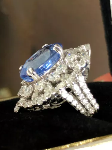 WOW! 10.14 CT 18K GOLD GIA CERTIFIED UNHEATED NO HEAT BLUE SAPPHIRE DIAMOND RING