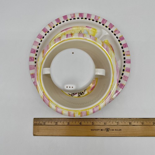 MACKENZIE CHILDS LAMB FLORAL MELAMINE DINNERWARE SET TODDLER 3 PC SET - Picture 19 of 20
