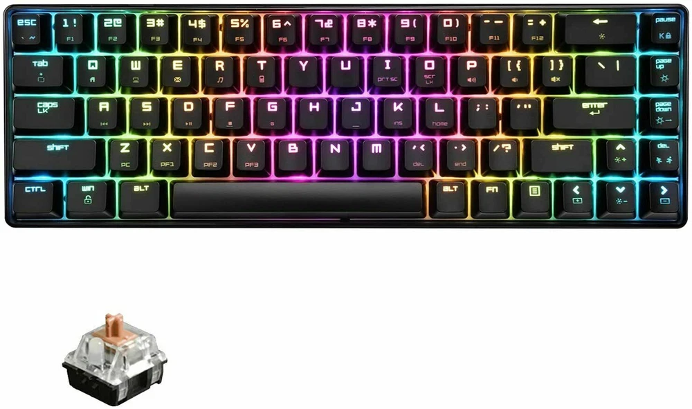 Mechanical Keyboard Wired 68 Keys Gaming Keyboard Red Switch Keyboard RGB Light