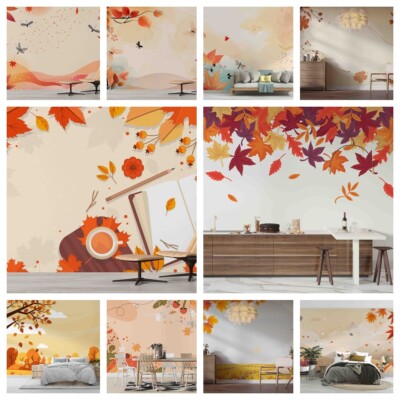 3D Autumn Leaves Colorful Self-adhesive Wallpaper Removable Wallpaper Wall Mural