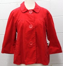 Madison (belk) Women's Corduroy 3 Button Jacket 3/4 Sleeves Lined Red Medium New