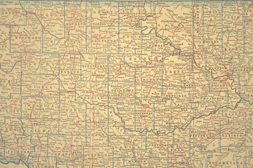 1925 Vintage OKLAHOMA Railroad Map Wall Art Original Muskogee Enid Guthrie - Picture 5 of 7