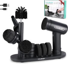 HAUSHOF Electric Spin Scrubber, Cordless Cleaning Brush with 8 Replaceable Heads