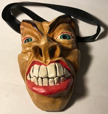 Vintage Artist Hand Made Papier Machet Mask Scary
