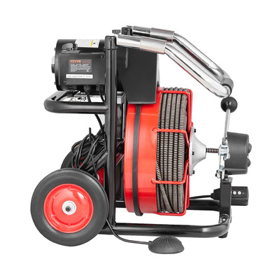Electric Drain Auger 100FT x 1/2 Inch Auto Feed - High-Quality Steel Cable, Prof
