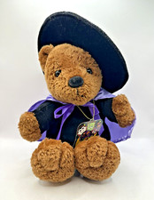 GUND Halloween Witch Teddy Bear 10" Plush Brown, Black Hat, Purple Cackle