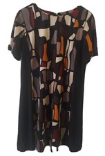 Madison Leigh Dress Womens 12 Short Sleeve Zipup  Geometric Pattern Stretch