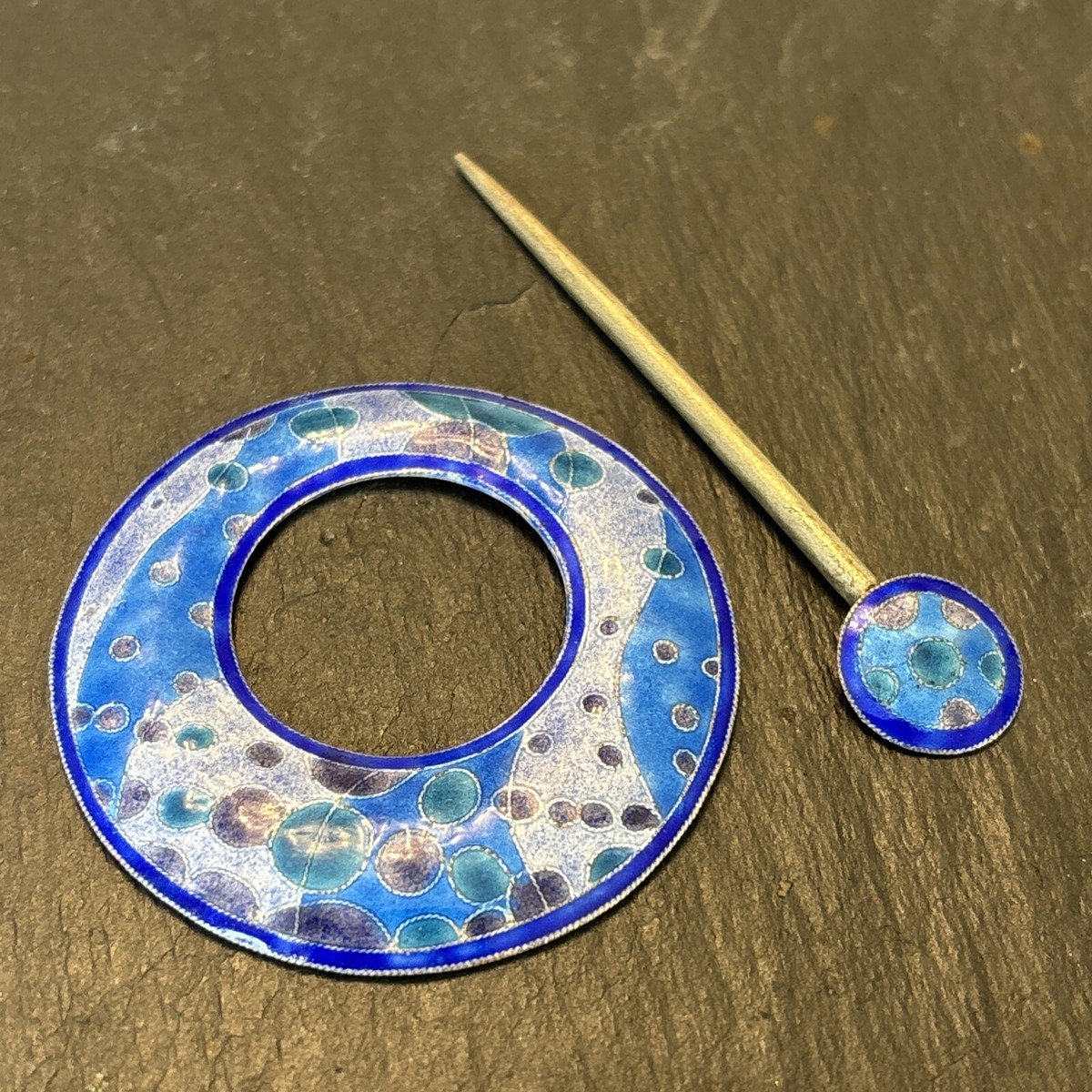 Gita Maria Sterling Silver Glass Enamel Scarf Hair Pin Hj | eBay display picture 2