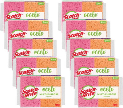 Ocelo Handy Sponge, Assorted Colors, 4/Pack, 10 Units per Case